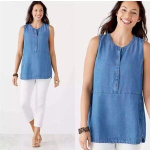 J.Jill denim blue chambray denim sleeveless tank tunic S EUC